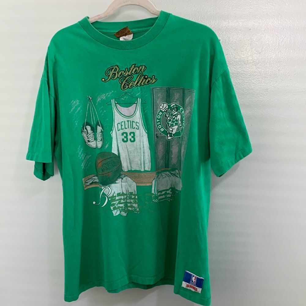 Vintage Nutmeg Single Stitch Boston Celtics NBA Locker Room Home Court Tee Sz XL